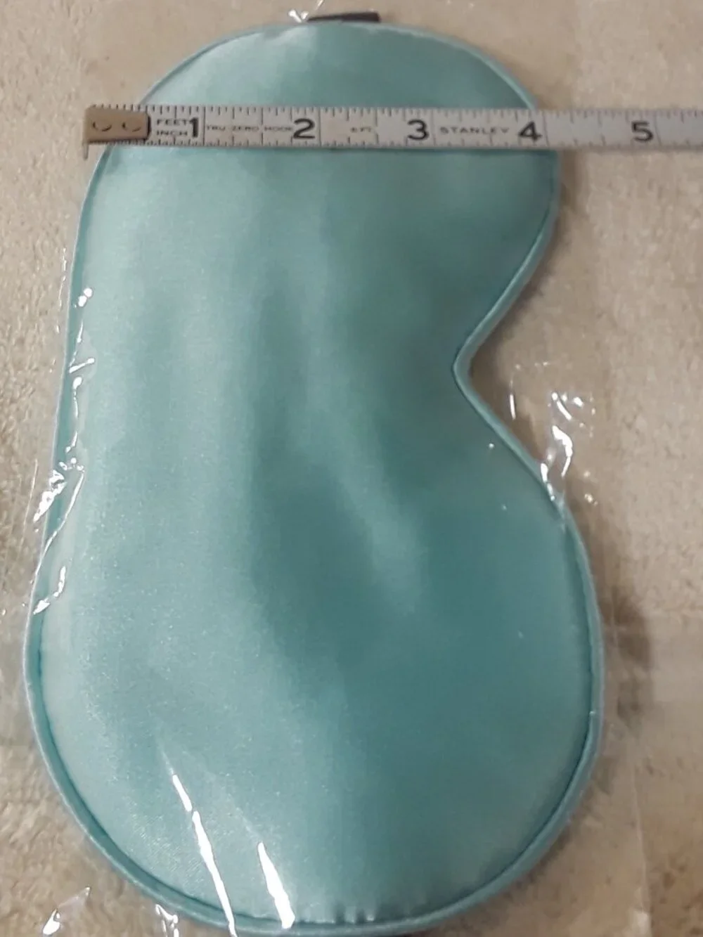 Sleep Mask Light green/aqua satin feel with black elastic strap
